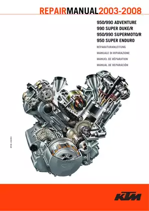 2003-2008  KTM 950, 990 ADVENTURE, 990 Super Duke, R, Supermoto, R Super Enduro repair manual