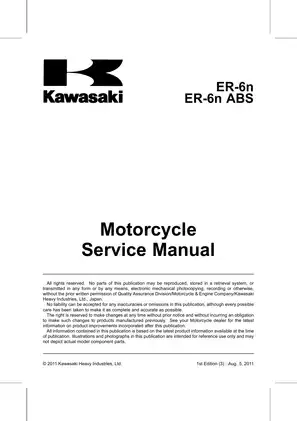 Kawasaki ER-6n ABS Motorcycle Service Manual & Repair Guide Preview image 5