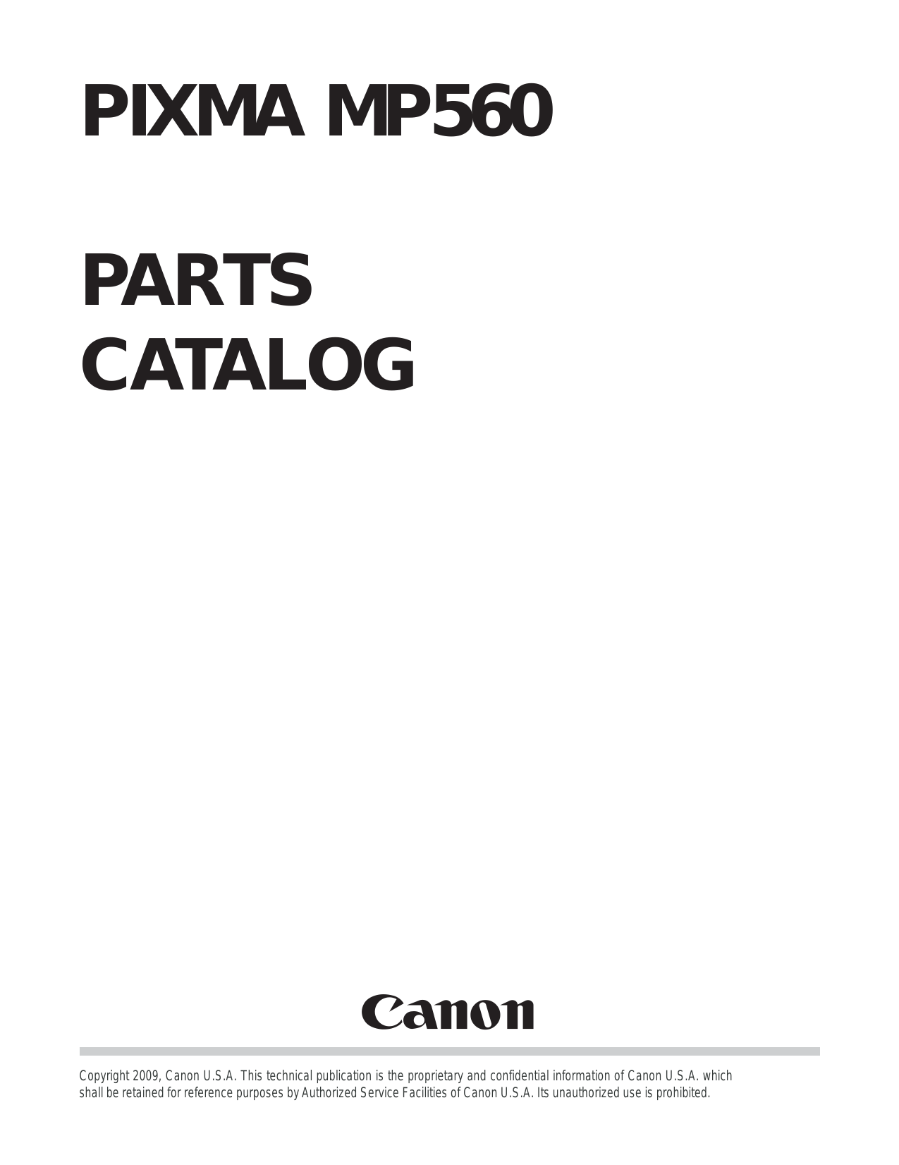 Canon Pixma MP560 all-in-one inkjet printer parts catalog Preview image 1