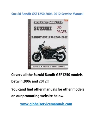 Preview: Suzuki Bandit GSF1250 2006–2012 Service Manual (P/N 99500-39300-01G)