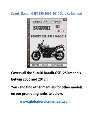 2006-2012 Suzuki Bandit GSF1250 service repair maintenance manual