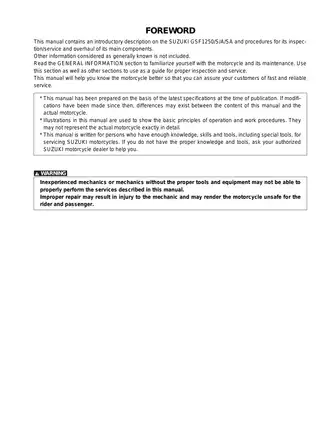 2006-2012 Suzuki Bandit GSF1250 service repair maintenance manual Preview image 2