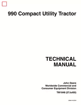 John Deere 990 compact utility tractor technical manual Preview image 1