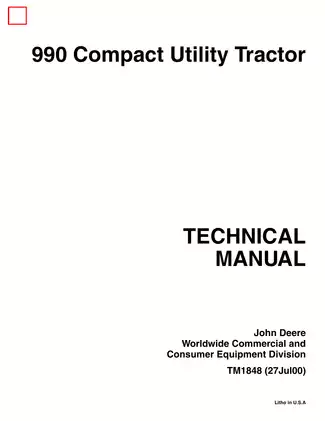 John Deere 990 Compact Utility Tractor Technical Manual (TM1848)