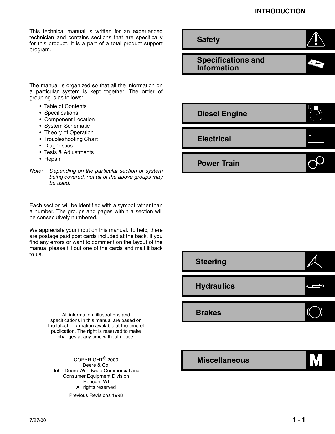 John Deere 990 compact utility tractor technical manual Preview image 3