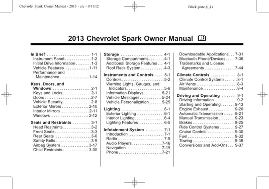 2013 Chevrolet Spark Owner Manual - Complete Guide to Your Vehicle Features
