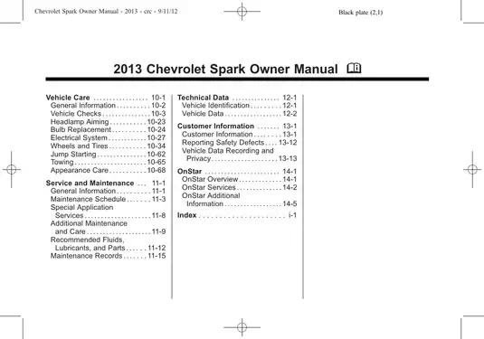 2013 Chevrolet Spark Owner Manual - Complete Guide to Your Vehicle Features Preview image 2