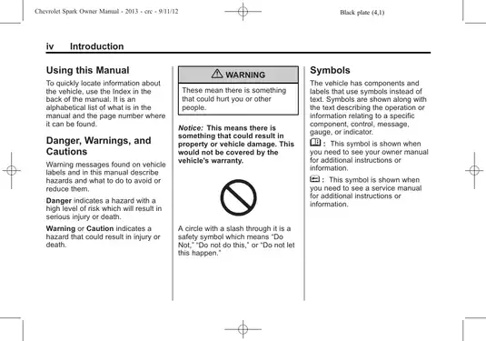 2013 Chevrolet Spark Owner Manual - Complete Guide to Your Vehicle Features Preview image 4