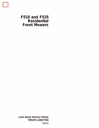 John Deere F510/F525 Front Mower Technical Manual (TM1475)