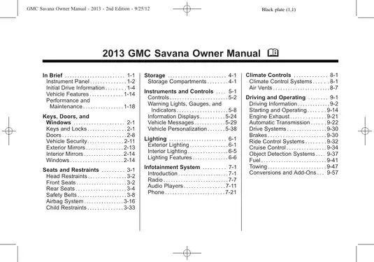 2013 GMC Savana Cargo owners manual Preview image 1