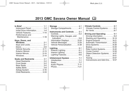 2013 GMC Savana Owner Manual - Comprehensive Guide
