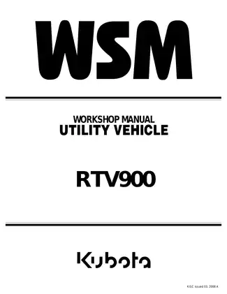 Kubota RTV900 Utility Vehicle workshop manual Preview image 1