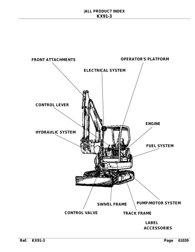 Preview: Kubota KX91-3 Excavator Parts & Service Manual OEM (P/N 34076-66250)