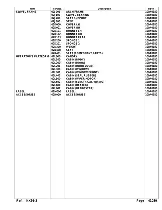 Kubota KX91-3 excavator master parts book Preview image 5