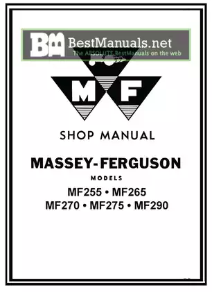 Massey Ferguson 255, 265, 270, 275, 290 row-crop tractor shop manual Preview image 1