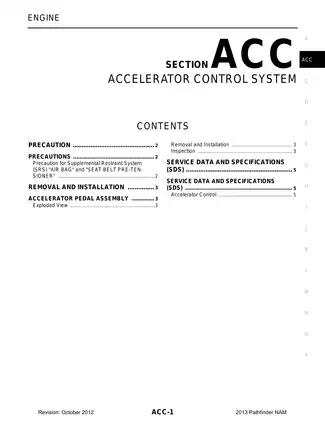 2013 Nissan Pathfinder R52 series Accelerator Control System manual