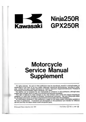 Kawasaki Ninja 250R & GPX250R Motorcycle Service Manual Supplement Preview image 5