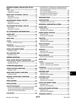 2012-2013 Nissan 370Z Audio Visual & Navigation System manual Preview image 3