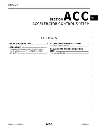 2009-2013 Nissan Quest Accelerator Control System manual