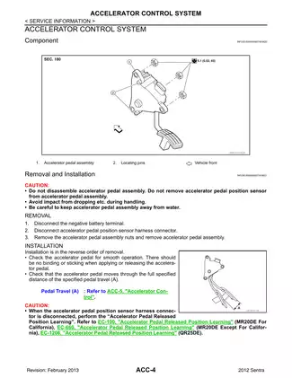 2012-2013 Nissan Sentra B16 Accelerator Control System manual Preview image 4
