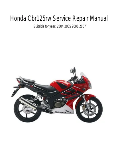 Preview: 2004–2007 Honda CBR125RW Service Repair Manual (OEM)