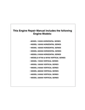 Briggs & Stratton single cylinder OHV air-cooled engine service manual Preview image 3