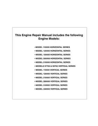 Briggs & Stratton Engine Repair Manual - Models 110000, 120000, 150000, 200000 & More Preview image 3