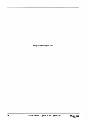 Triumph 2010-2013 Triumph™ Tiger 800, Tiger 800XC service manual manual preview page 4 - thumbnail