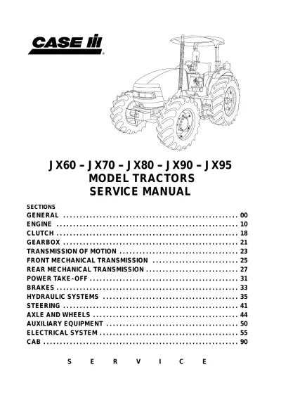 Preview: CASE IH JX60, JX70, JX80, JX90, JX95 Tractors Service Manual (PN 6-62720-09–2006)