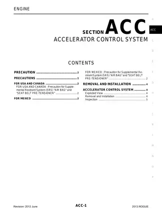 2013 Nissan Rogue Accelerator Control System manual