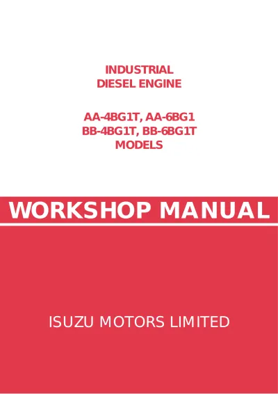 Preview: Isuzu AA-4BG1T, 6BG1, BB-4BG1T, 6BG1T Industrial Diesel Engine Workshop Manual (P/N IDE-2370)