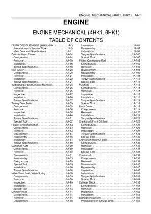 Isuzu 4HK1, 6HK1 series industrial diesel engine workshop manual Preview image 2