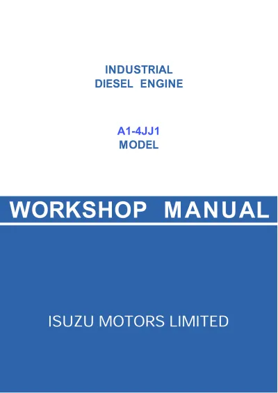 Preview: Isuzu A1-4JJ1 Series Workshop Manual