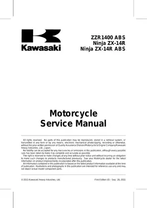 Kawasaki Ninja ZX-14R ABS Motorcycle Service Manual and Repair Guide Preview image 5