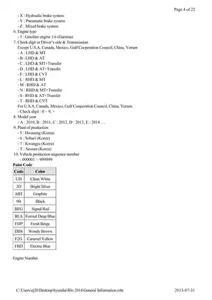 2014 Hyundai Rio 1.6 GDI Service Manual & Repair Guide Preview image 4