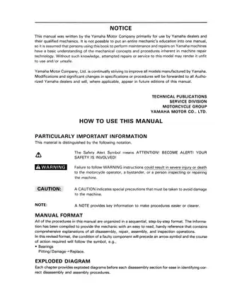 1987-1990 Yamaha Warrior 350 ATV service manual Preview image 5