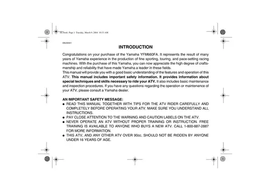 2002-2008 Yamaha Grizzly 660 owner´s manual Preview image 3