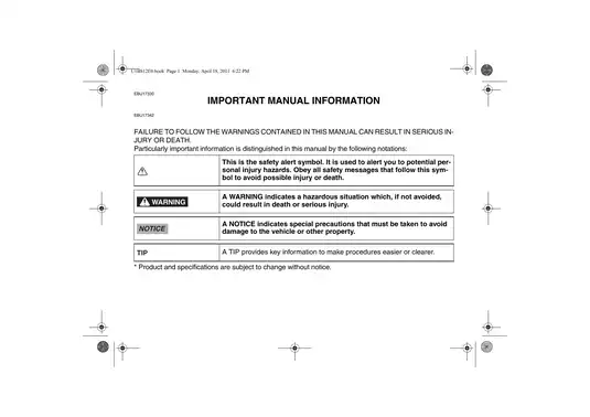 2004-2013 Yamaha Raptor 350 ATV repair manual Preview image 4