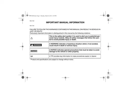 2004-2013 Yamaha Grizzly 125 YFM125G owner´s manual Preview image 4