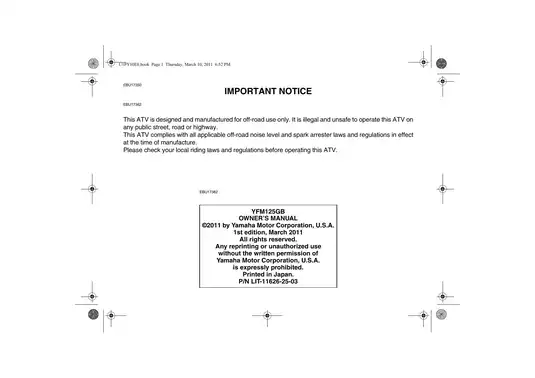 2004-2013 Yamaha Grizzly 125 YFM125G owner´s manual Preview image 5