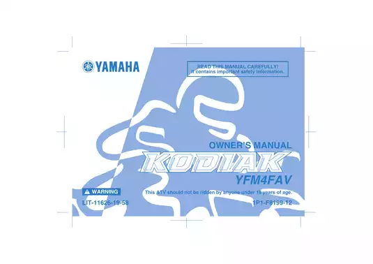 2005-2006 Yamaha Kodiak 400 4x4 owners manual Preview image 1