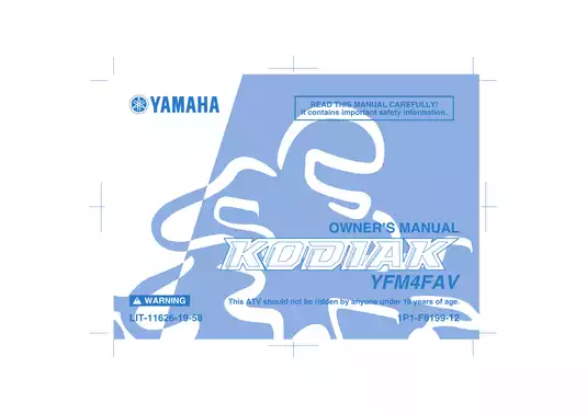 2005-2006 Yamaha Kodiak 400 4x4 owners manual