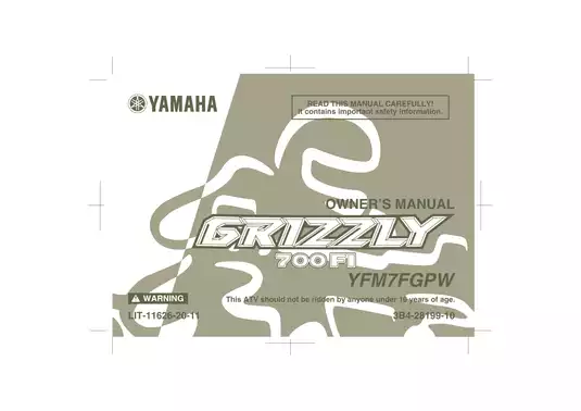 2007-2008 Yamaha Grizzly 700 FI 4x4 EPS owners manual Preview image 1