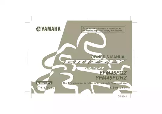 2009-2010 Yamaha Grizzly 450 4x4 / ATV owners manual