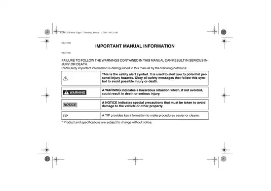 2009-2011 Yamaha Grizzly 550 FI owner´s manual Preview image 4