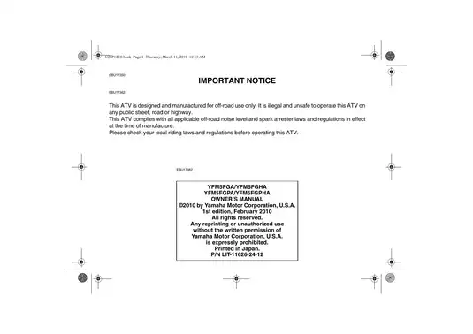 2009-2011 Yamaha Grizzly 550 FI owner´s manual Preview image 5