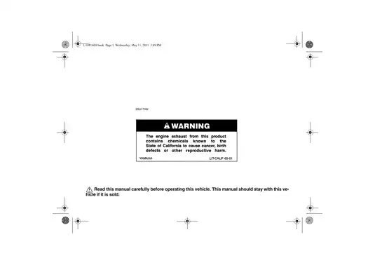 2009-2013 Yamaha YFZ450R, YFZ450X, YFZ-450R SE ATV owners manual Preview image 2