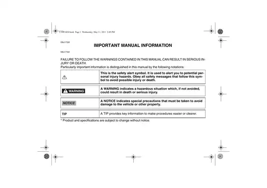 2009-2013 Yamaha YFZ450R, YFZ450X, YFZ-450R SE ATV owners manual Preview image 4