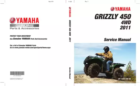 2011-2013 Yamaha Grizzly 450 EPS ATV service manual Preview image 1