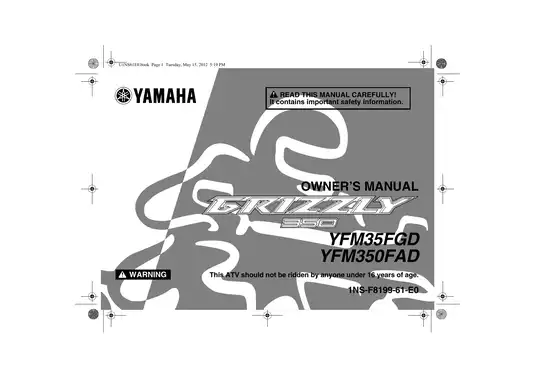 2012-2013 Yamaha Grizzly 350 owner´s manual